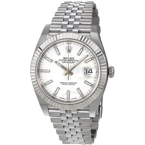 rolex datejust 41 white dial automatic mens watch 126334wsj|rolex datejust 41 diamond numbers.